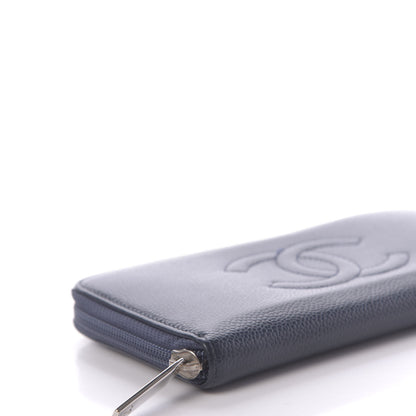 Chanel Caviar Large CC Timeless Zip Around Wallet Blue 6 of 11