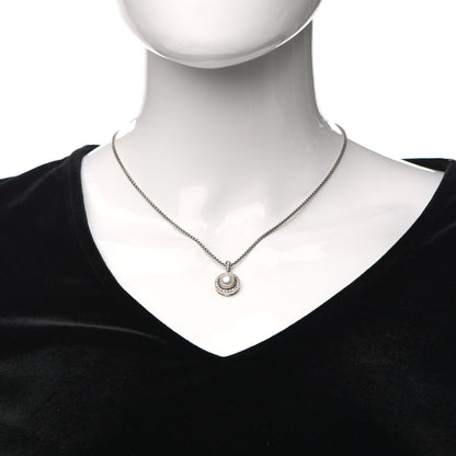 David Yurman Sterling Silver Diamond Pearl 8mm Cerise Pendant Necklace 2 of 4