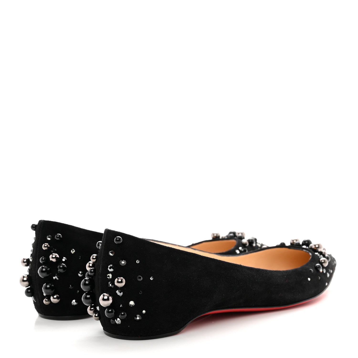 Christian Louboutin Veau Velours Beaded Crystal Embellished Candidate Flats 40.5 Black 4 of 7