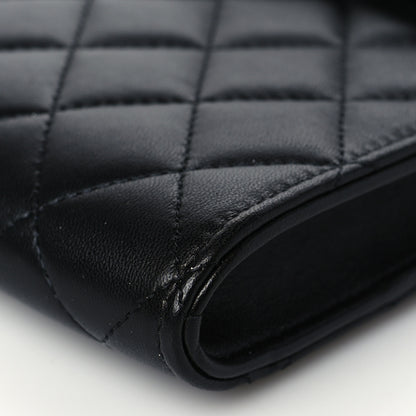 Chanel Lambskin Quilted Pearl Phone Holder With Chain Black 11 of 11