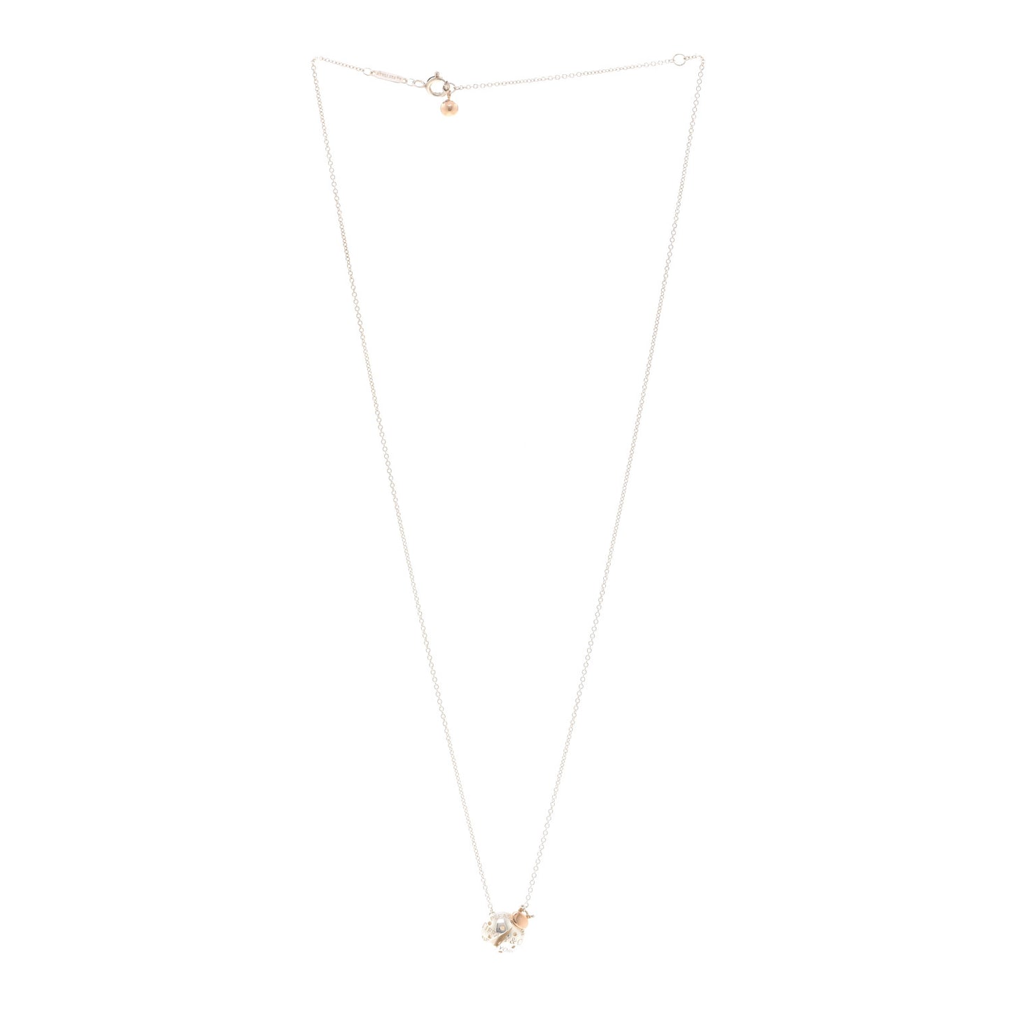 Sterling Silver 18K Rose Gold Return to Tiffany Love Bugs Ladybug Pendant Necklace