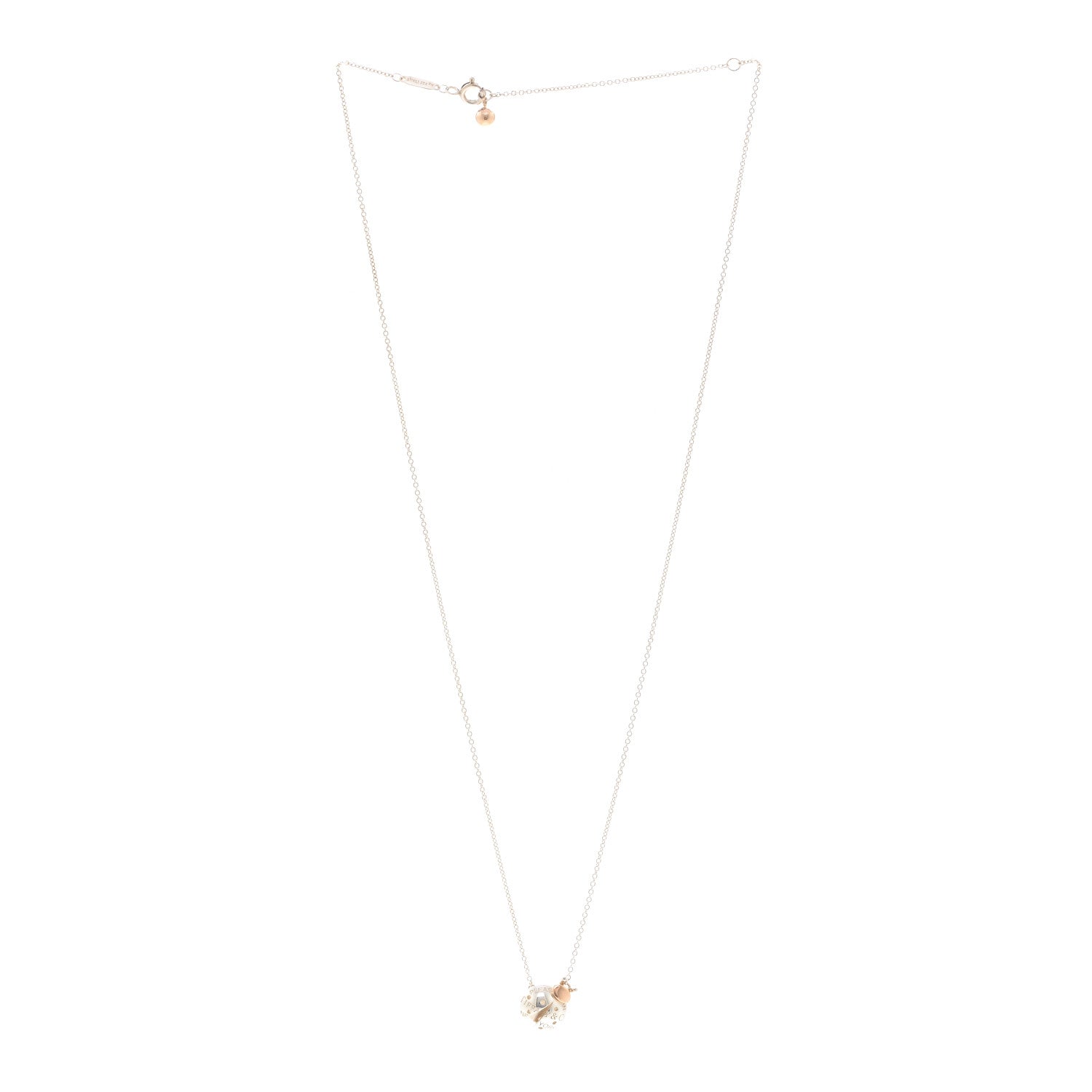 Tiffany Sterling Silver 18K Rose Gold Return to Tiffany Love Bugs Ladybug Pendant Necklace 3 of 4