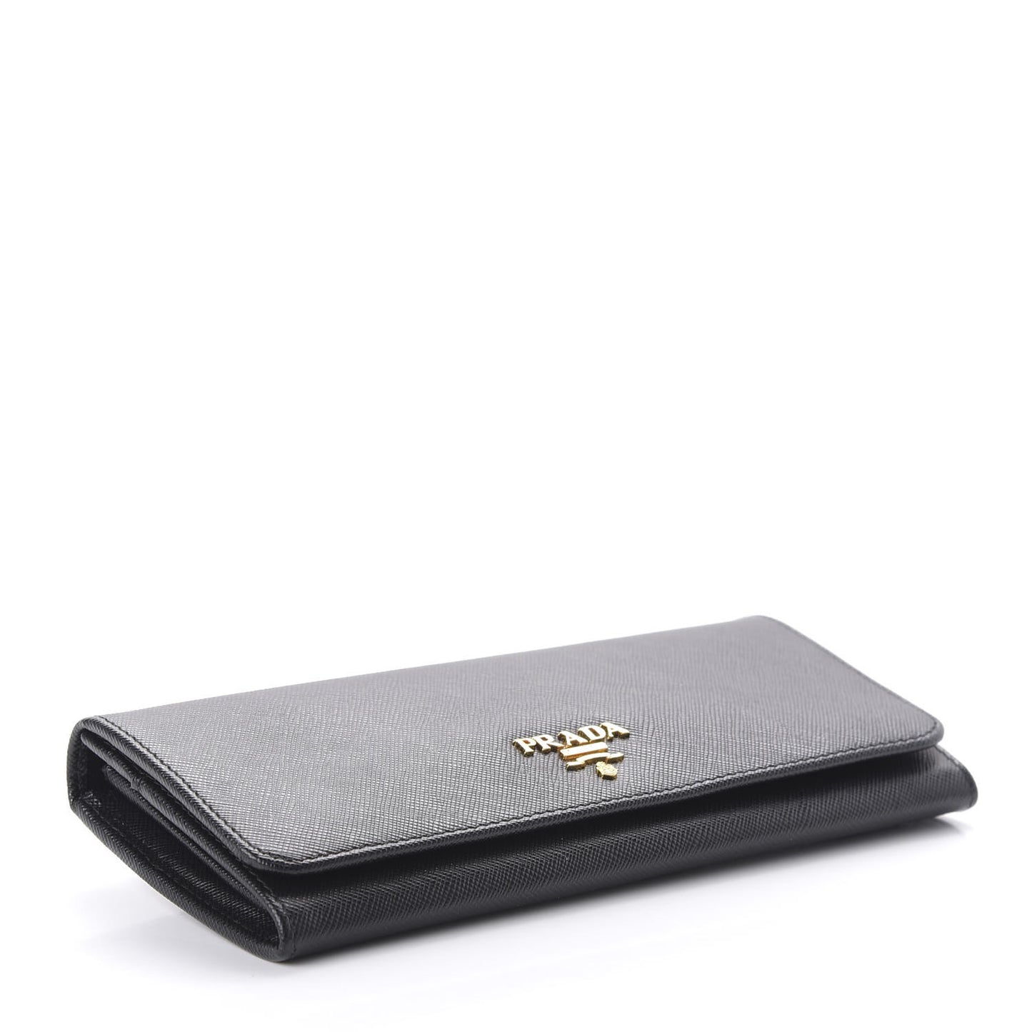 Saffiano Metal Continental Flap Wallet Black