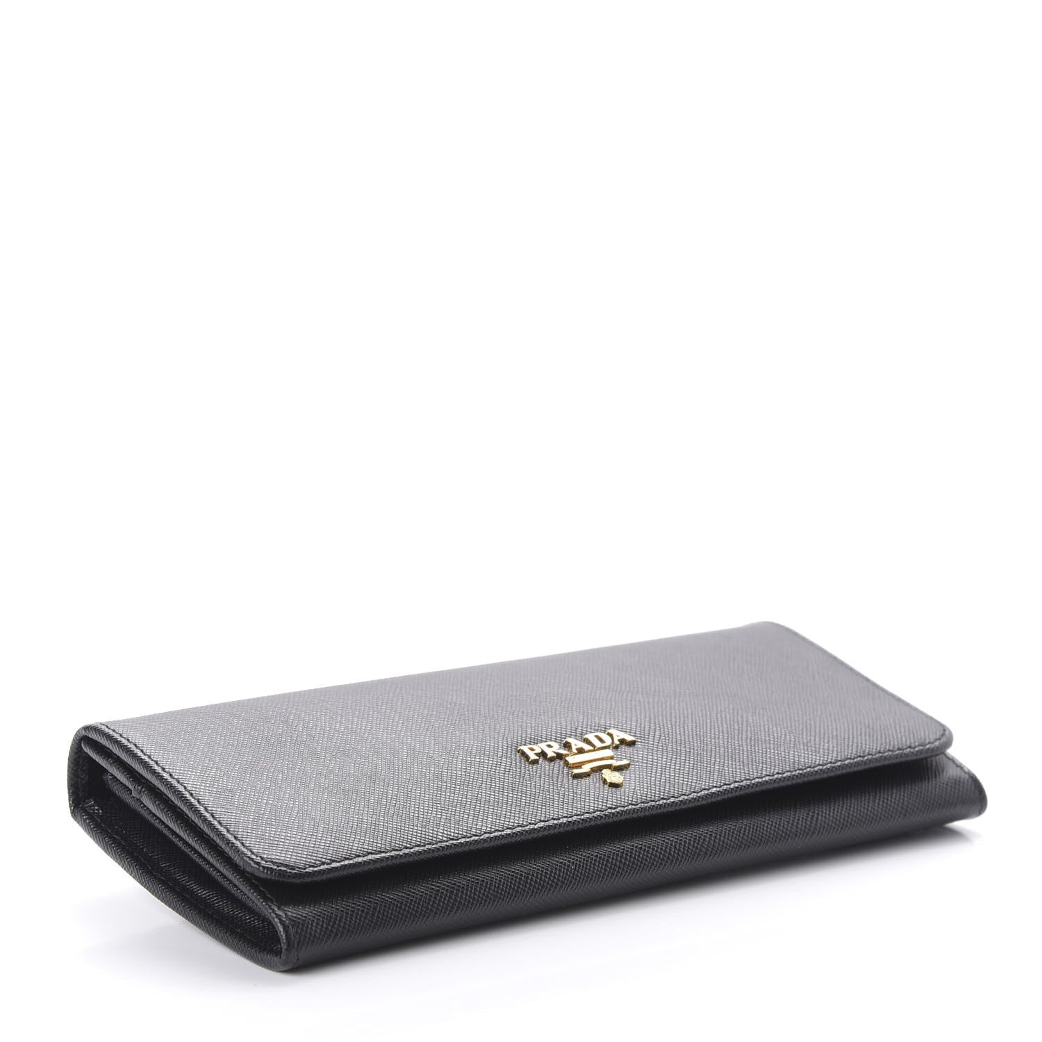 Prada Saffiano Metal Continental Flap Wallet Black 4 of 10