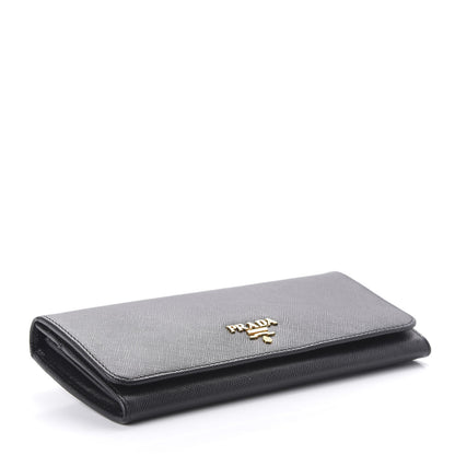 Prada Saffiano Metal Continental Flap Wallet Black 4 of 10