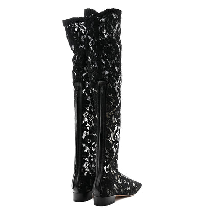 Valentino Garavani Lace Over The Knee Boots 39 Black 4 of 9