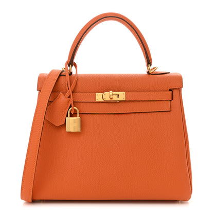 Hermes Togo Kelly Retourne 25 Orange 1 of 12
