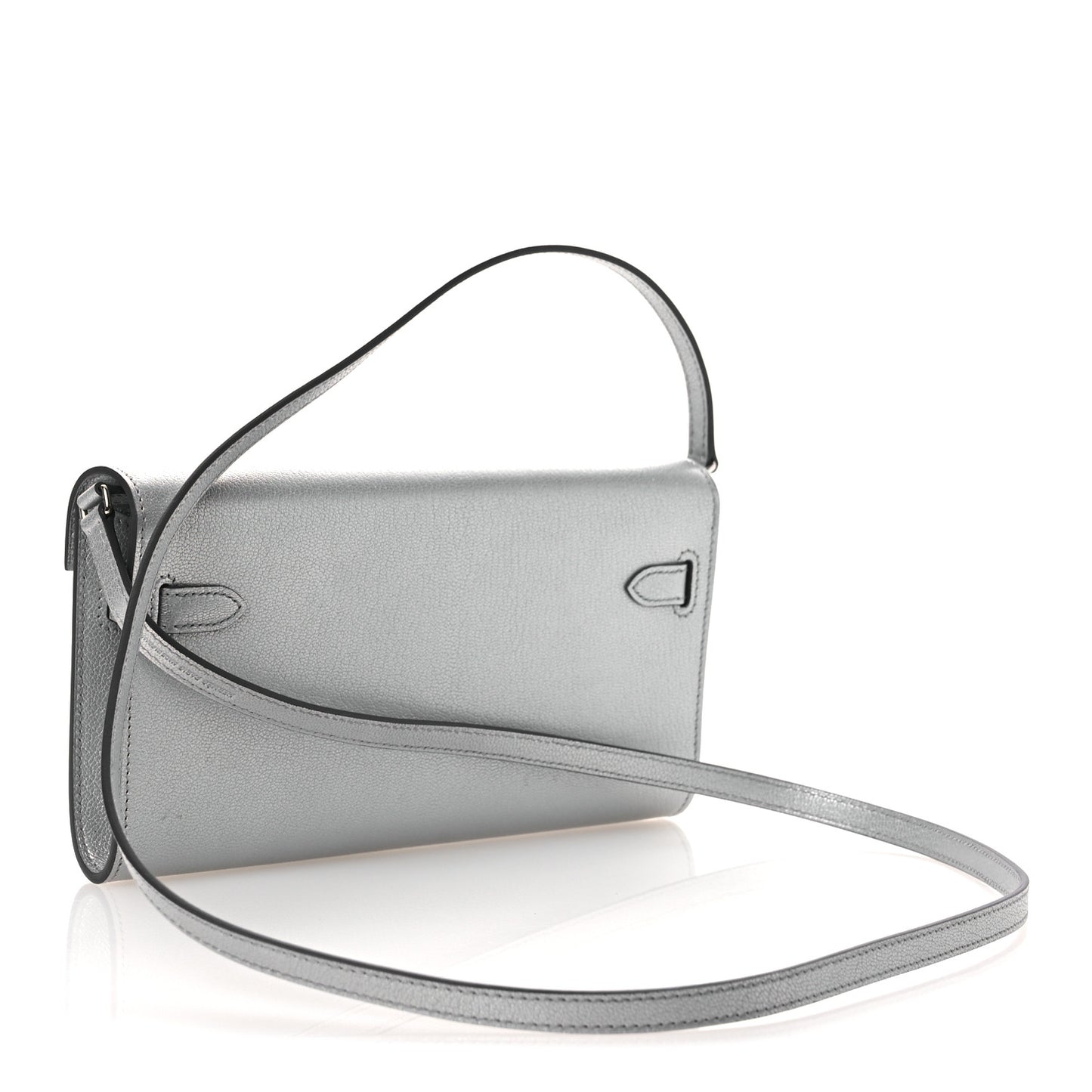 Metallic Chevre Chamkilight Kelly Wallet To Go Argent