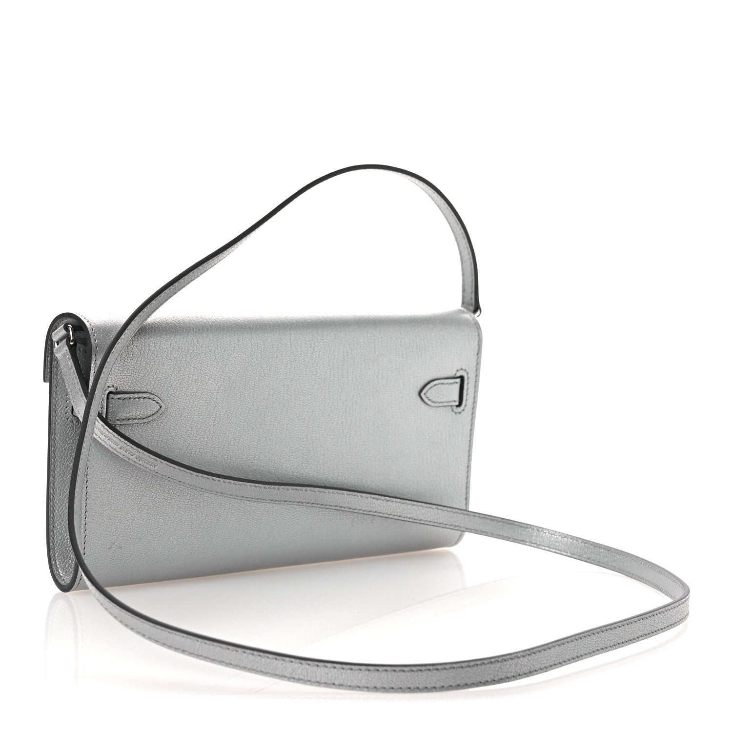 Hermes Metallic Chevre Chamkilight Kelly Wallet To Go Argent 3 of 13