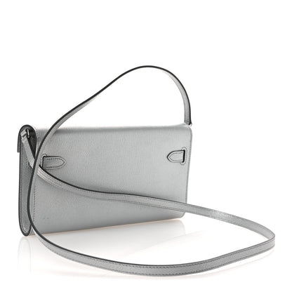 Hermes Metallic Chevre Chamkilight Kelly Wallet To Go Argent 3 of 13