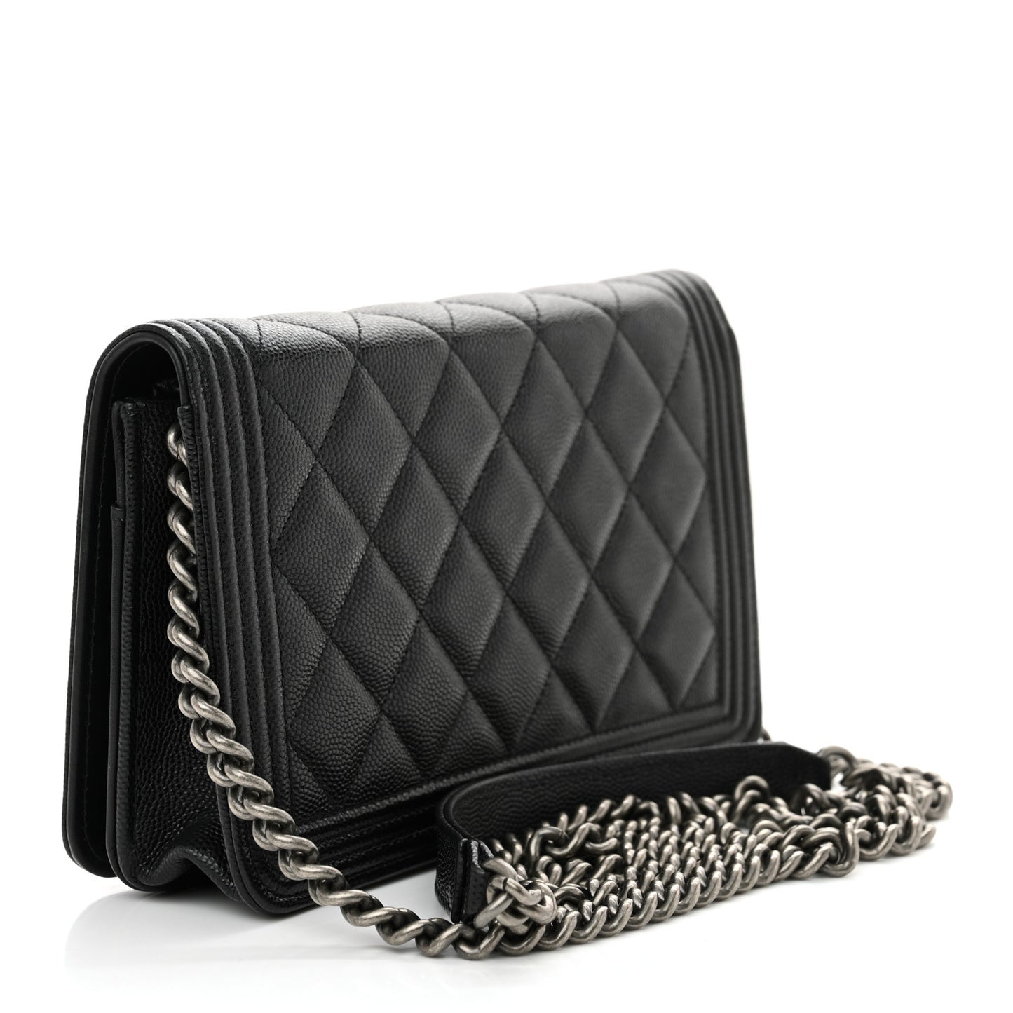 Caviar Quilted Boy Wallet On Chain WOC Black