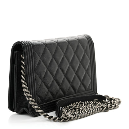 Chanel Caviar Quilted Boy Wallet On Chain WOC Black 3 of 14