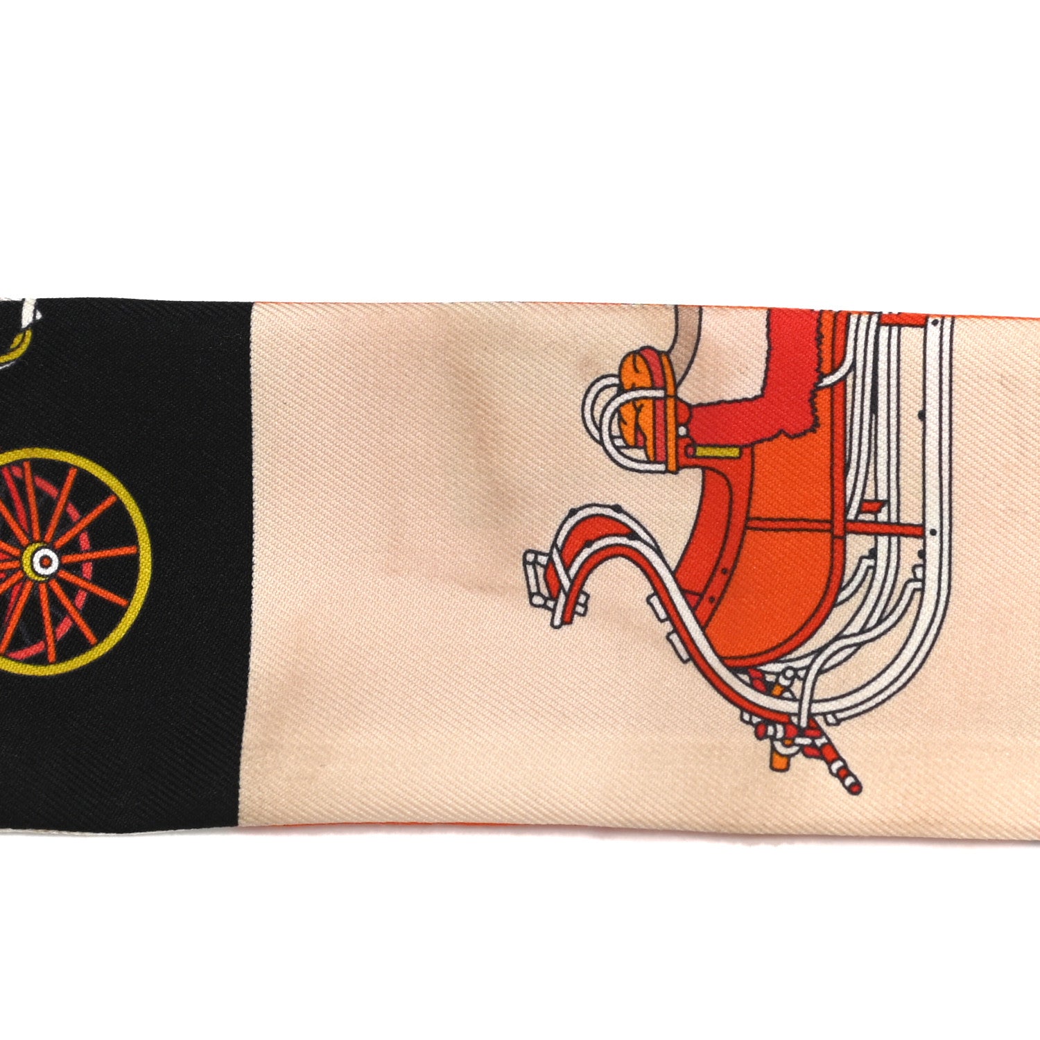 Hermes Silk Les Voitures Exquises Twilly Orange Beige Kaki 6 of 6