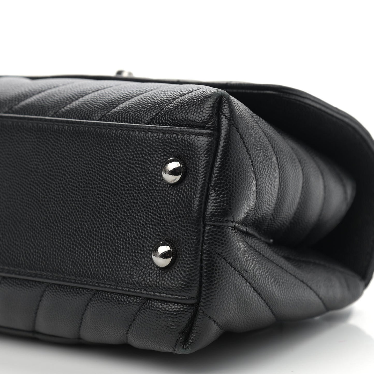 Caviar Chevron Quilted Mini Coco Handle Flap Black