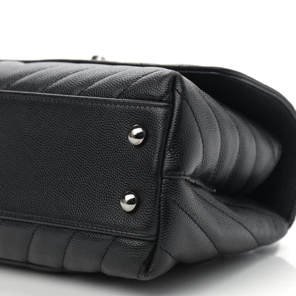 Chanel Caviar Chevron Quilted Mini Coco Handle Flap Black 10 of 12