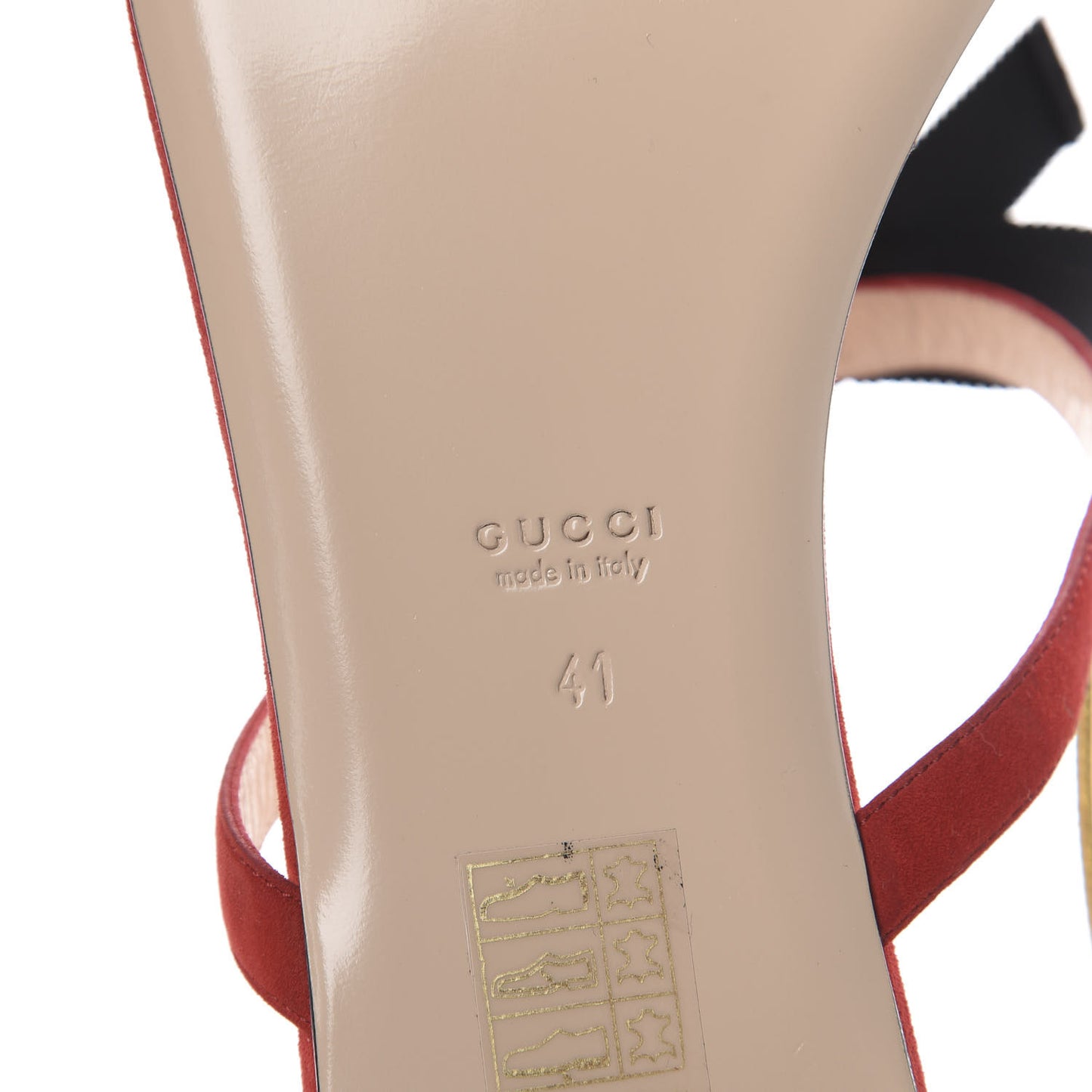 Calfskin Suede Moody Bee Thong Sandal 41 Gold Red