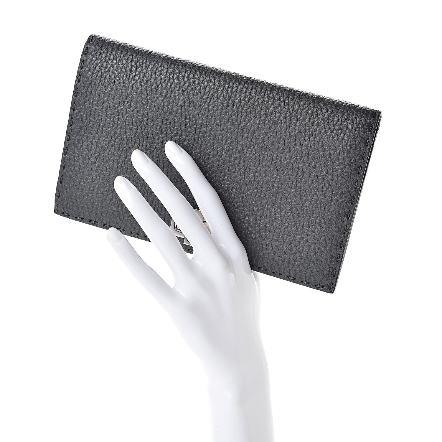 Fendi Cuoio Romano Selleria Mini Peekaboo Clutch Wallet Asfalto 2 of 11