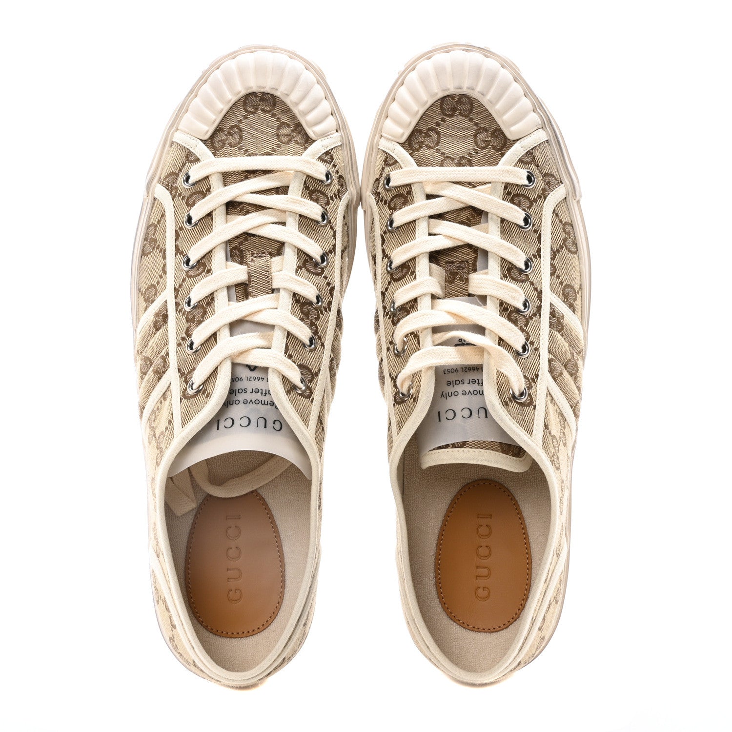 Gucci GG Monogram Mens Julio Low Top Sneakers 10.5 Beige Ebony Mystic White 2 of 9