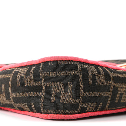 Fendi Fabric Jacquard FF 1974 Large Baguette Tobacco Moro Fuxia Fluo 9 of 10