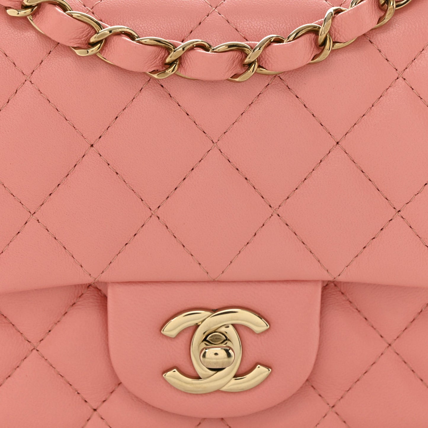 Lambskin Quilted Mini Square Flap Pink