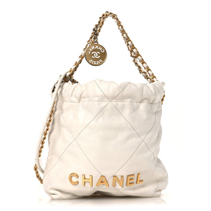 Chanel Shiny Calfskin Quilted Mini Chanel 22 White 1 of 19
