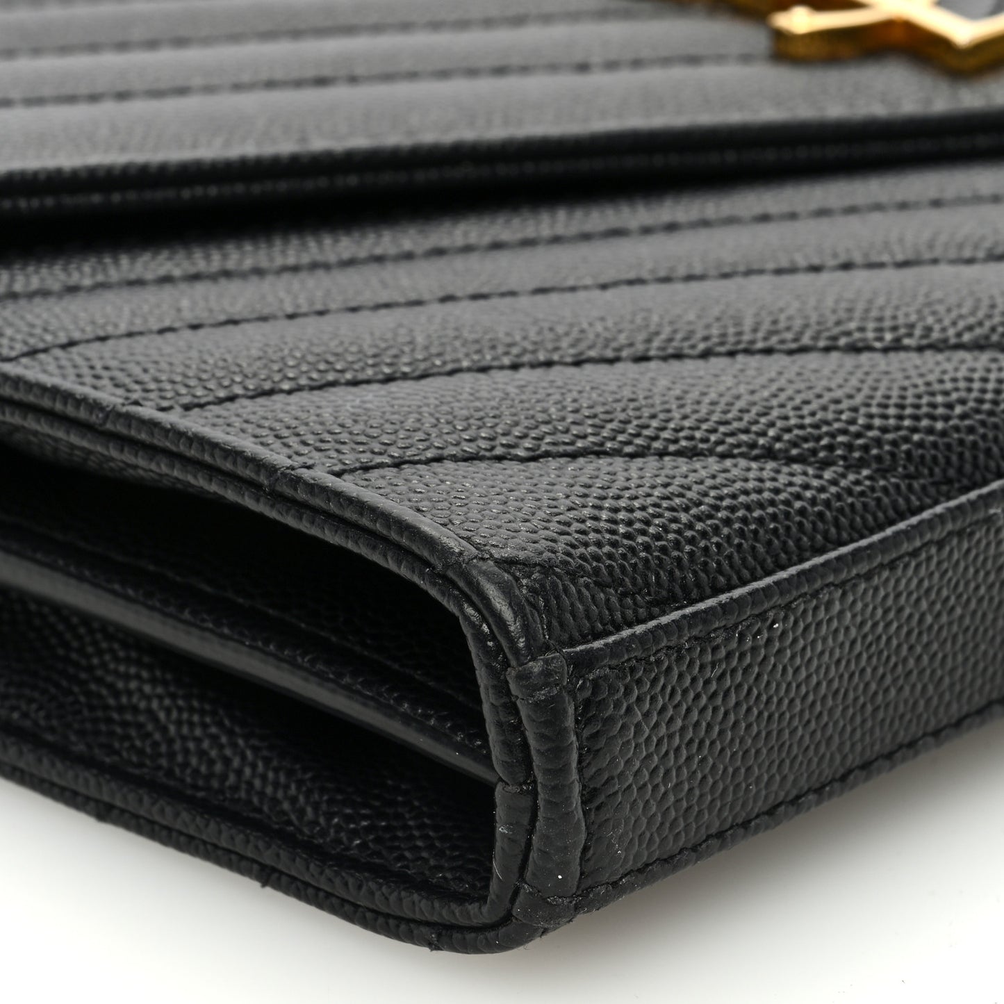 Grain De Poudre Matelasse Chevron Monogram Chain Wallet Black