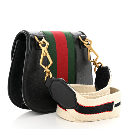 Gucci Calfskin Web Crystal Butterfly Stripe Small Totem Shoulder Bag Black 3 of 11