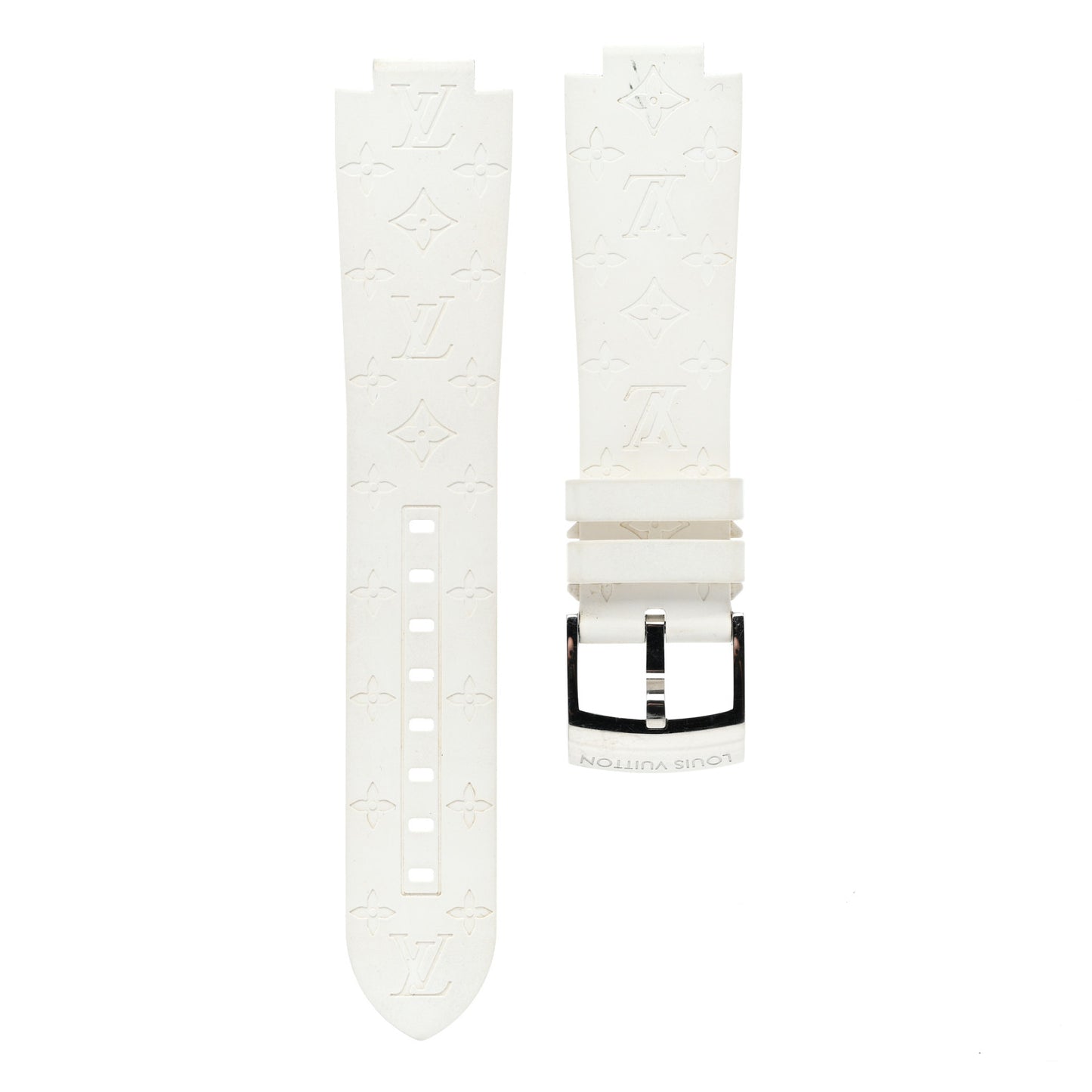 Rubber Monogram Tambour Watch Strap White
