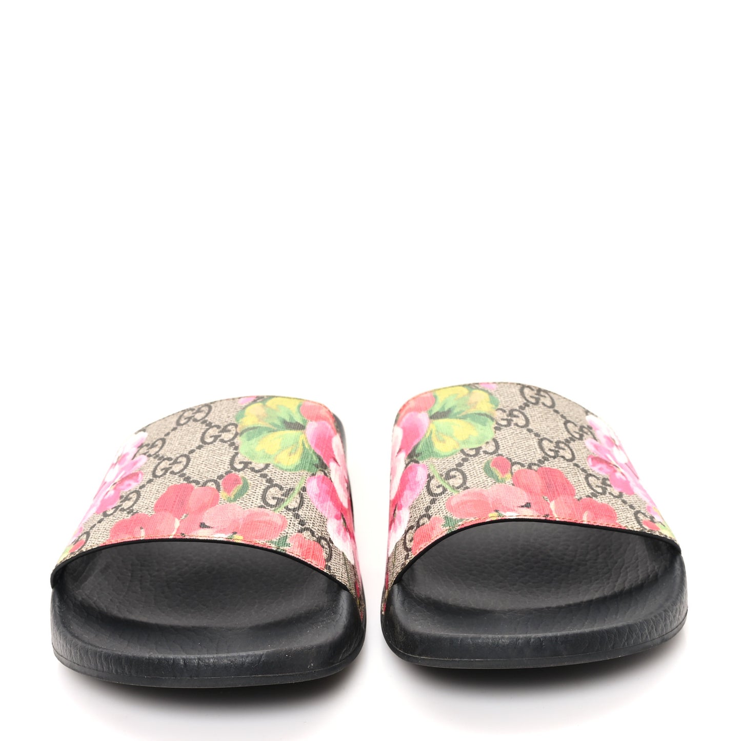 GG Supreme Monogram Blooms Slide Sandals 40 Beige Multicolor