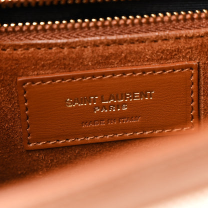 Saint Laurent Calfskin Canvas Carre Satchel Beige Brown 6 of 10