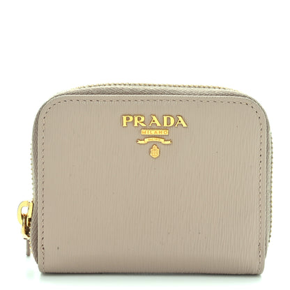 Prada Vitello Move Zip Coin Purse Cammeo 1 of 6