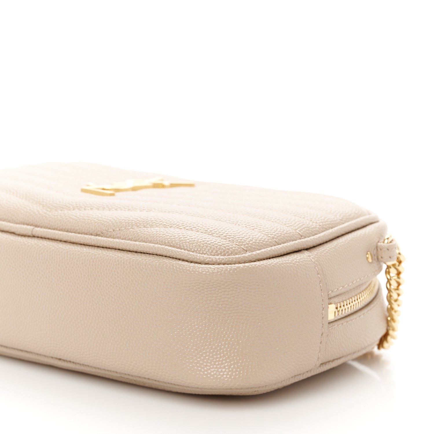 Saint Laurent Grain De Poudre Matelasse Monogram Mini Lou Camera Bag Dark Beige 10 of 11