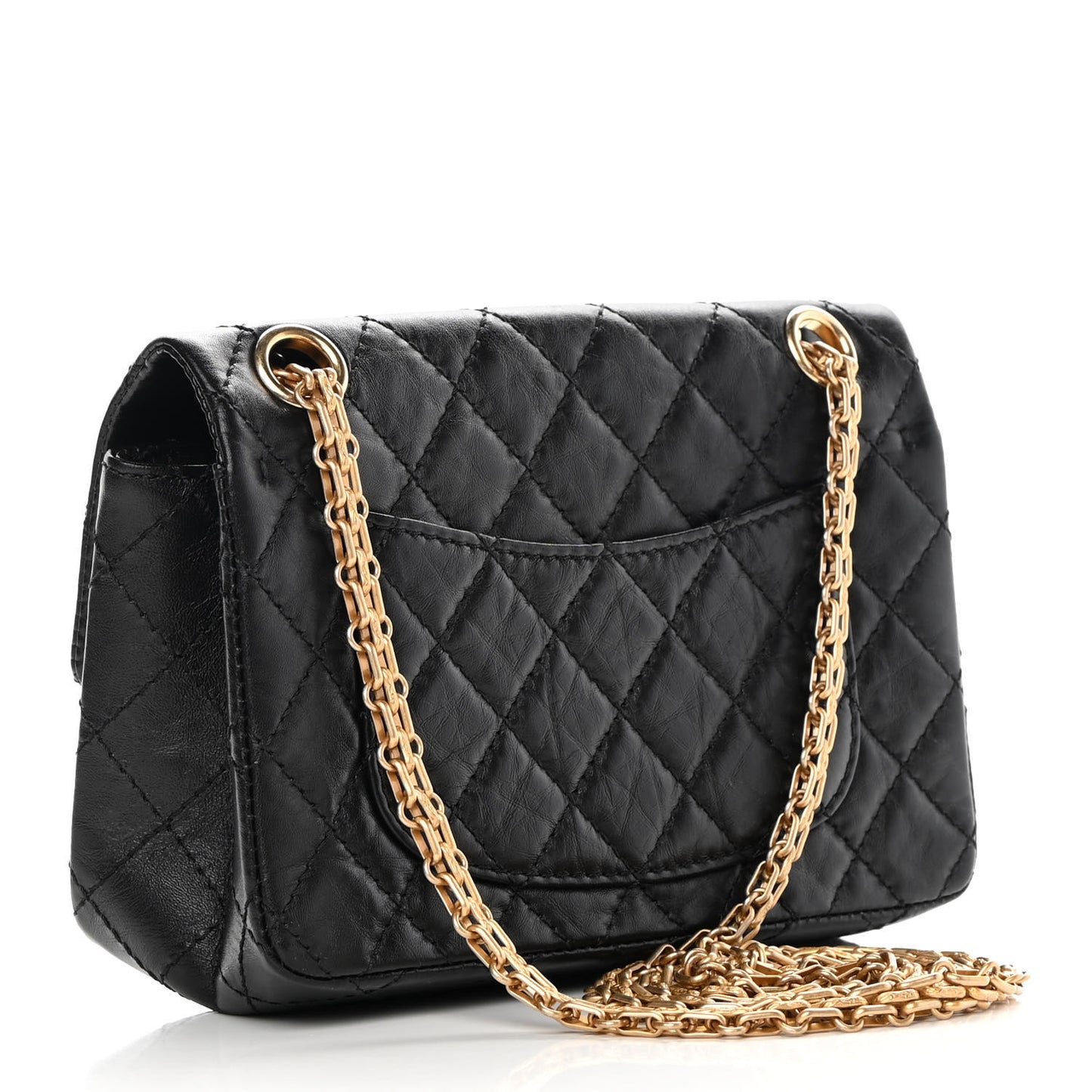 Aged Calfskin Quilted 2.55 Reissue Mini Flap Black