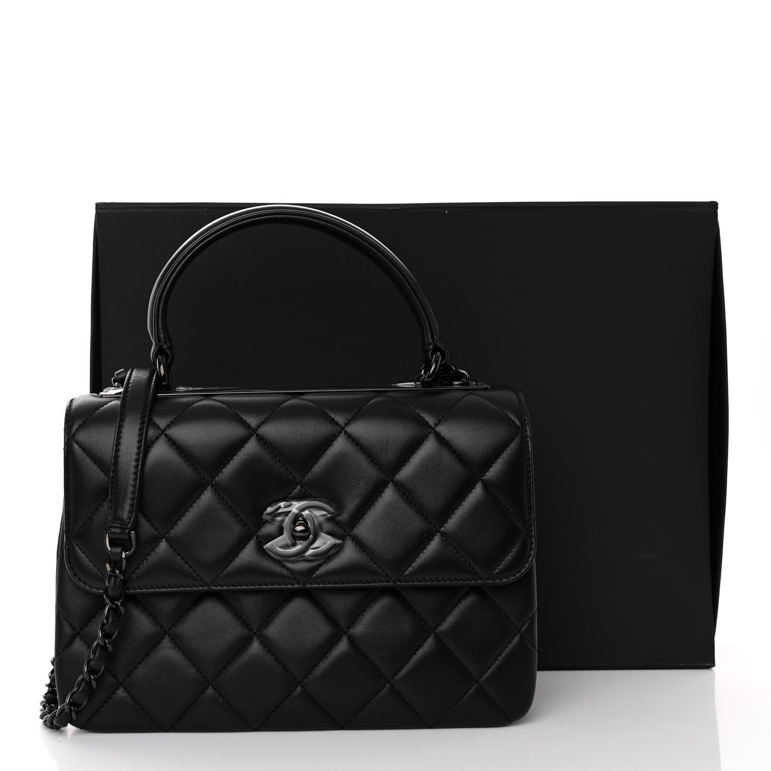 Chanel Lambskin Quilted Small Trendy CC Dual Handle Flap Bag So Black 11 of 11