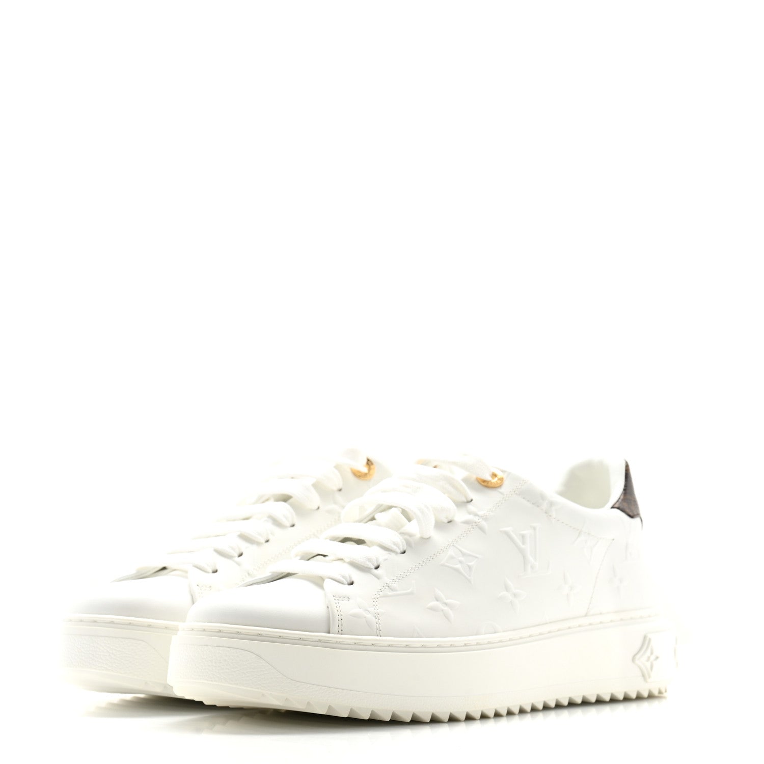 Louis Vuitton Calfskin Monogram Debossed Time Out Sneakers 40 White 3 of 10
