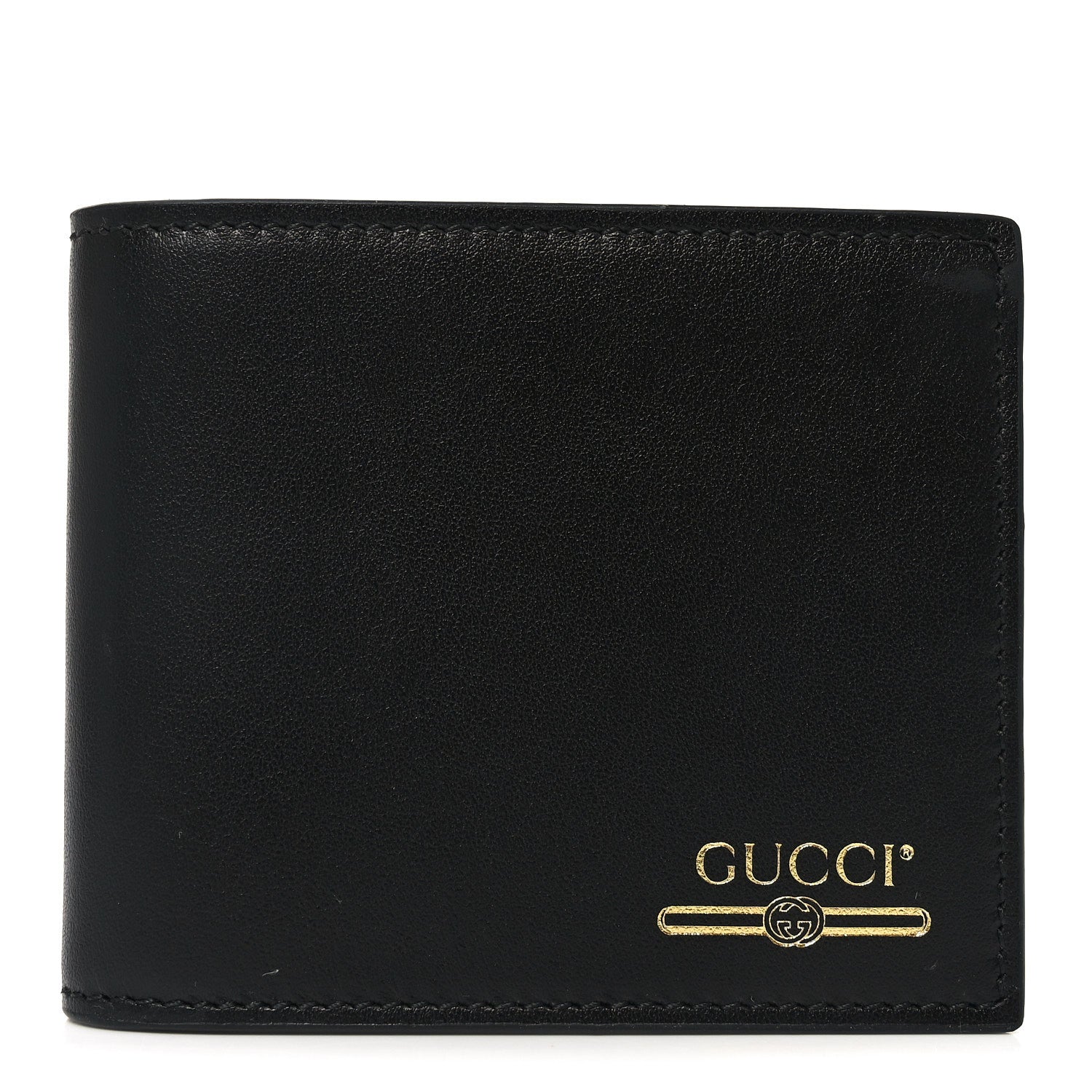 Gucci Plutone Calfskin Logo Bi-Fold Wallet Black 1 of 7