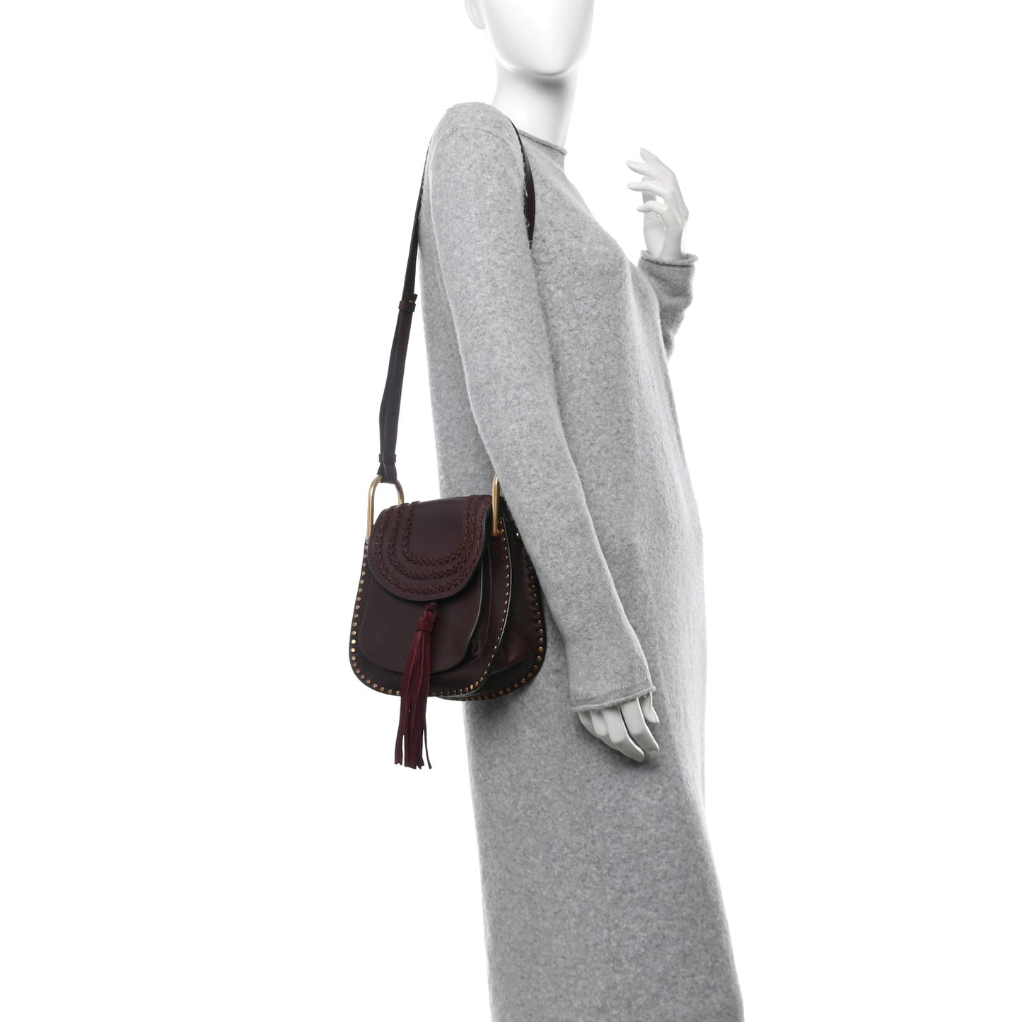 Calfskin Braided Small Hudson Shoulder Bag Sienna Red