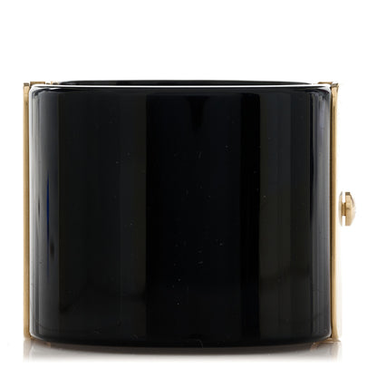 Chanel Resin Crystal Pearl Dazzling Domino CC Cuff Bracelet Black 2 of 5