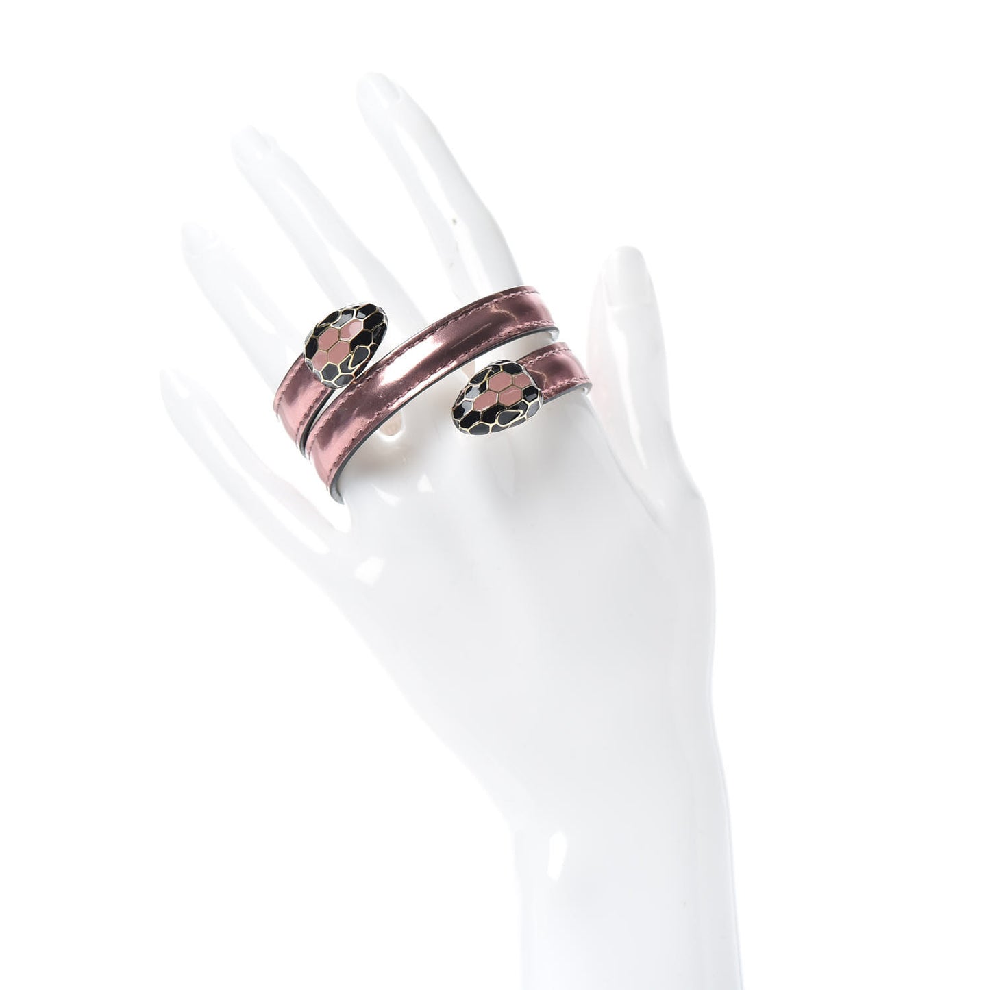 Metallic Calfskin Serpenti Forever Double Coil Cleopatra Bracelet Pink