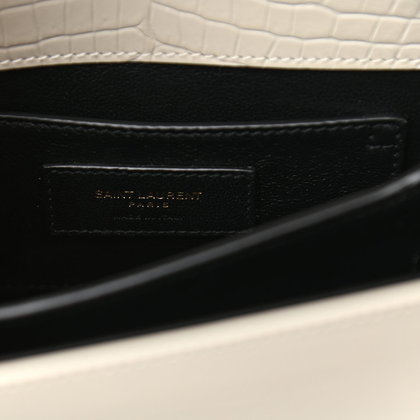Crocodile Embossed Mini Classic Monogram Cassandra Top Handle Crema Soft
