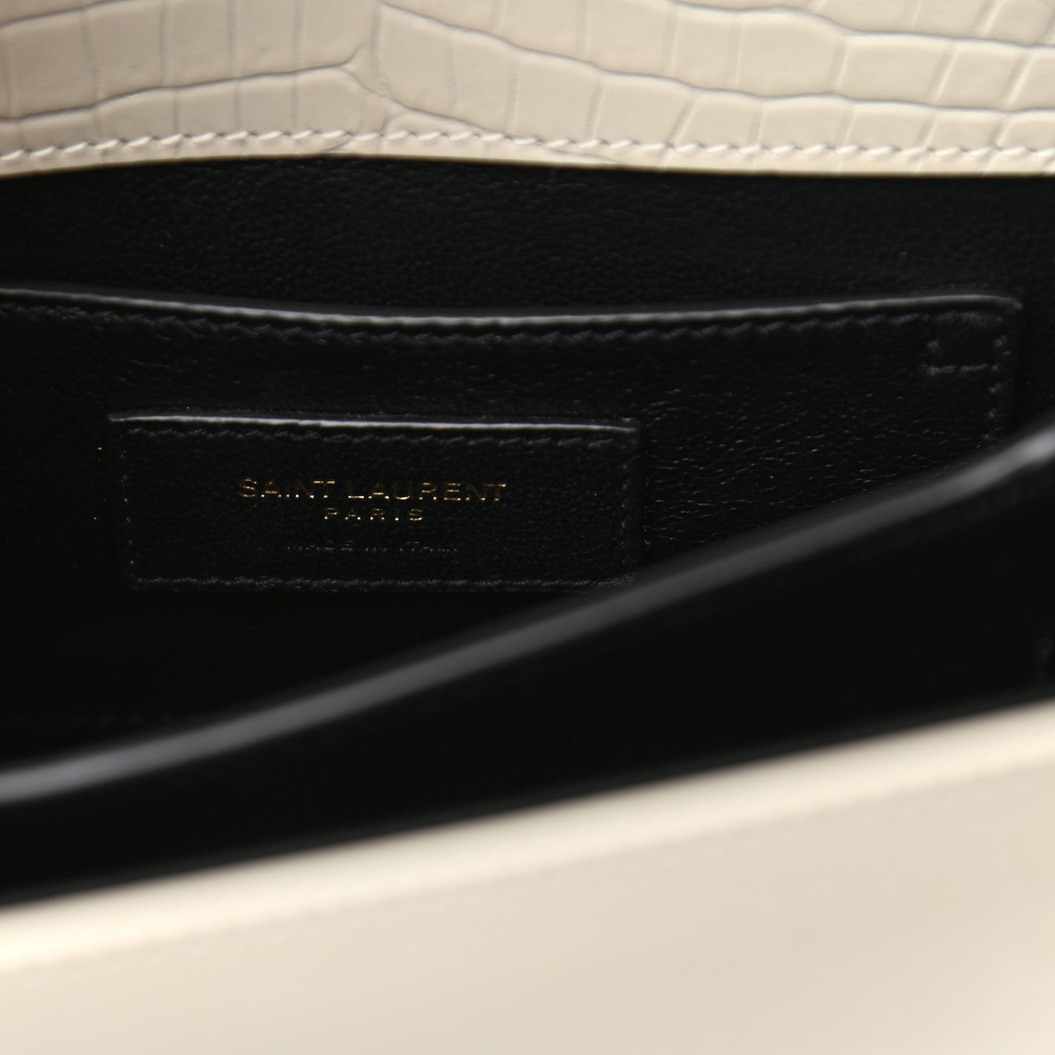 Saint Laurent Crocodile Embossed Mini Classic Monogram Cassandra Top Handle Crema Soft 6 of 8