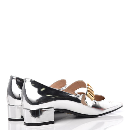 Christian Dior Mirror Finish Calfskin Baby-D Ballet Pumps 38 Silver 4 of 9