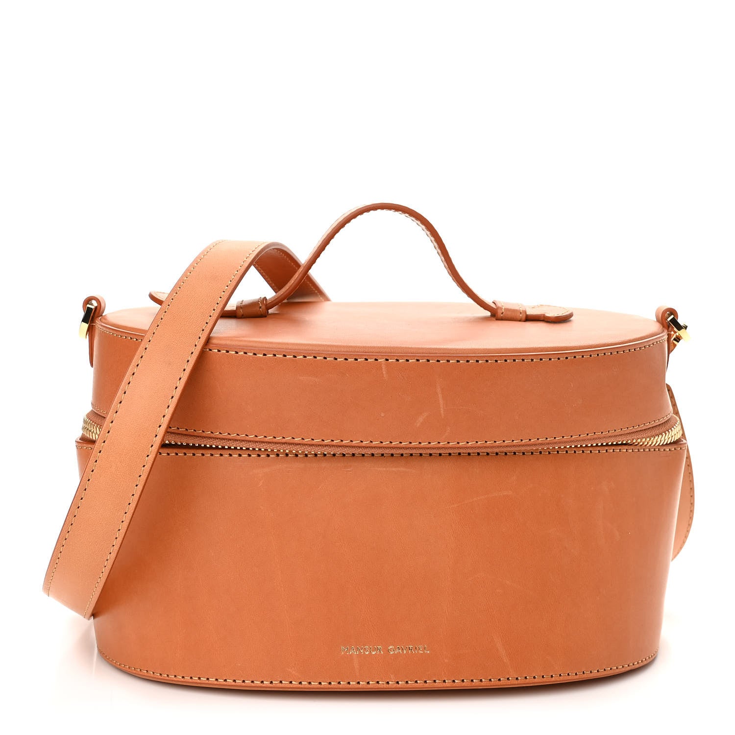 Mansur Gavriel Calfskin Train Case Crossbody Cammello 1 of 13