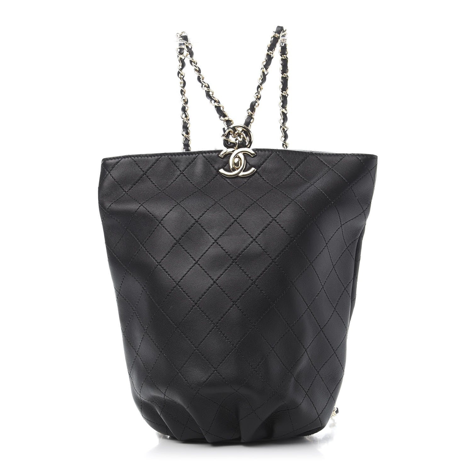 Chanel Lambskin Stitched CC Chain Backpack Black 1 of 9
