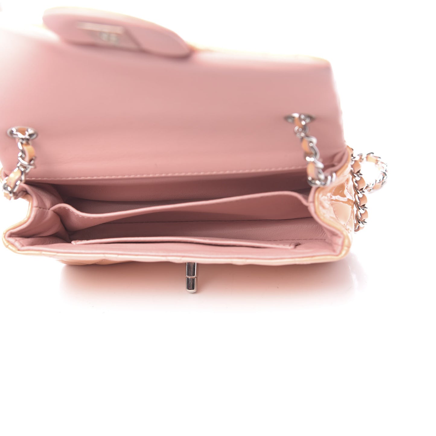 Patent Calfskin Quilted Extra Mini Flap Pink