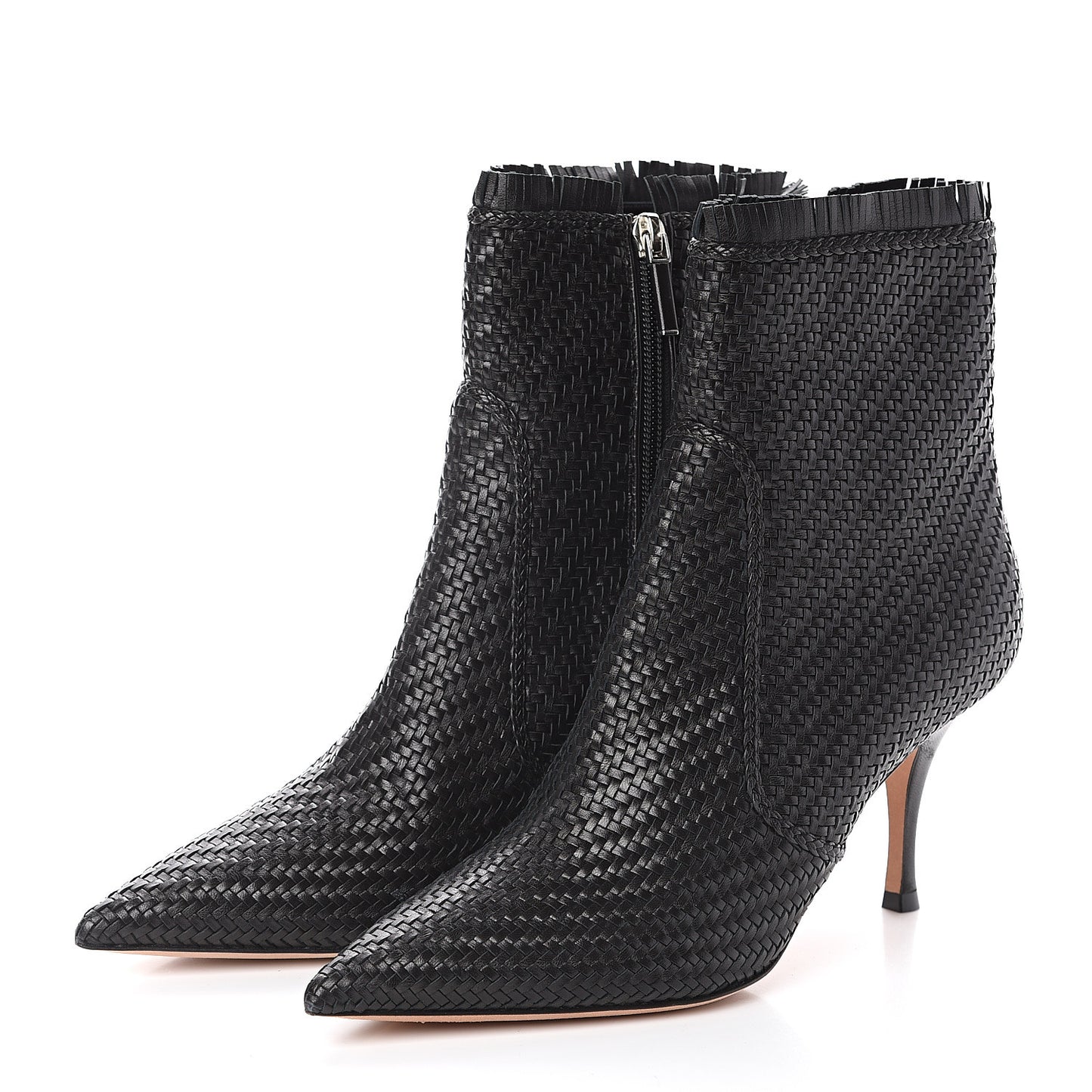 Lambskin Woven District Ankle Boots 37 Black