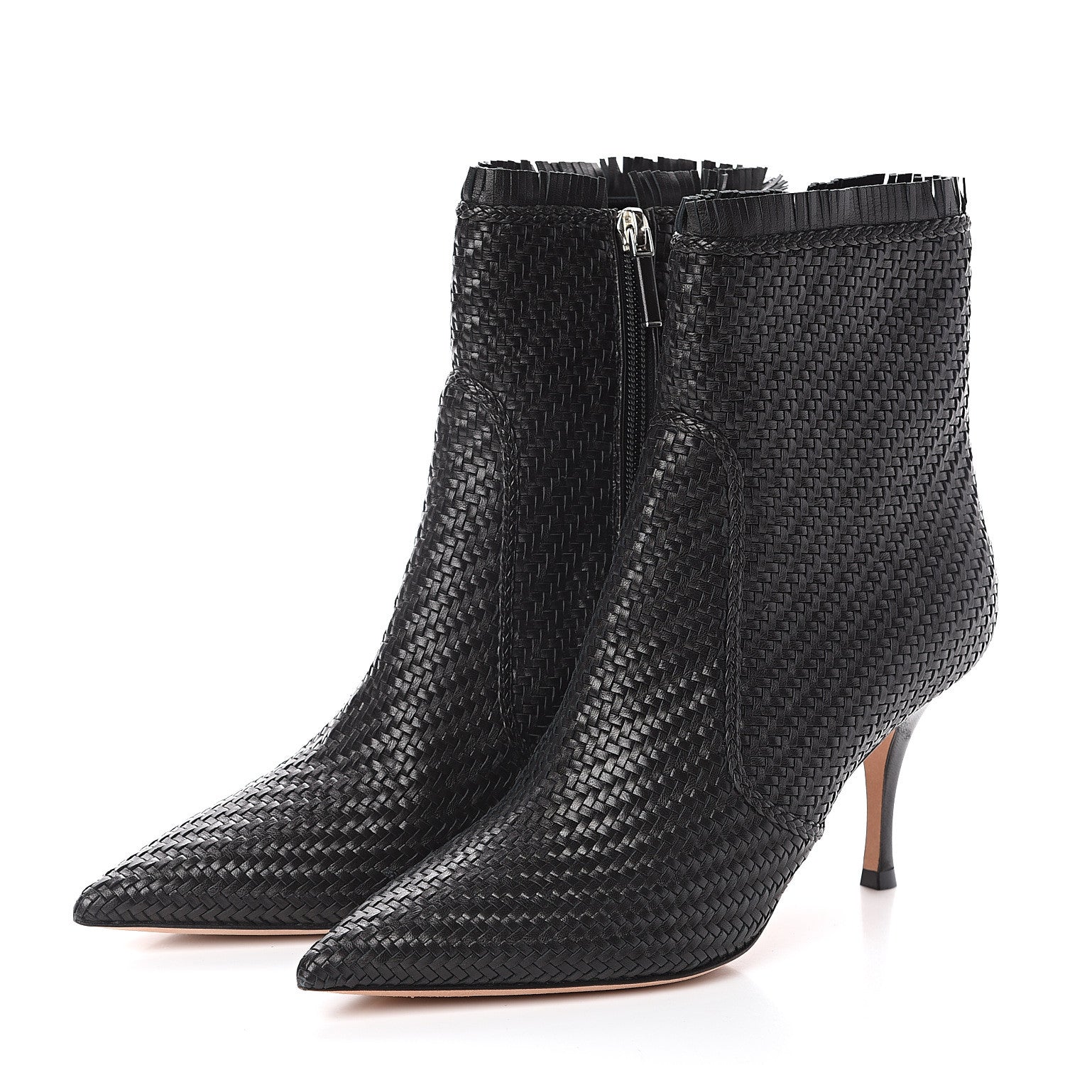 Christian Dior Lambskin Woven District Ankle Boots 37 Black 3 of 7