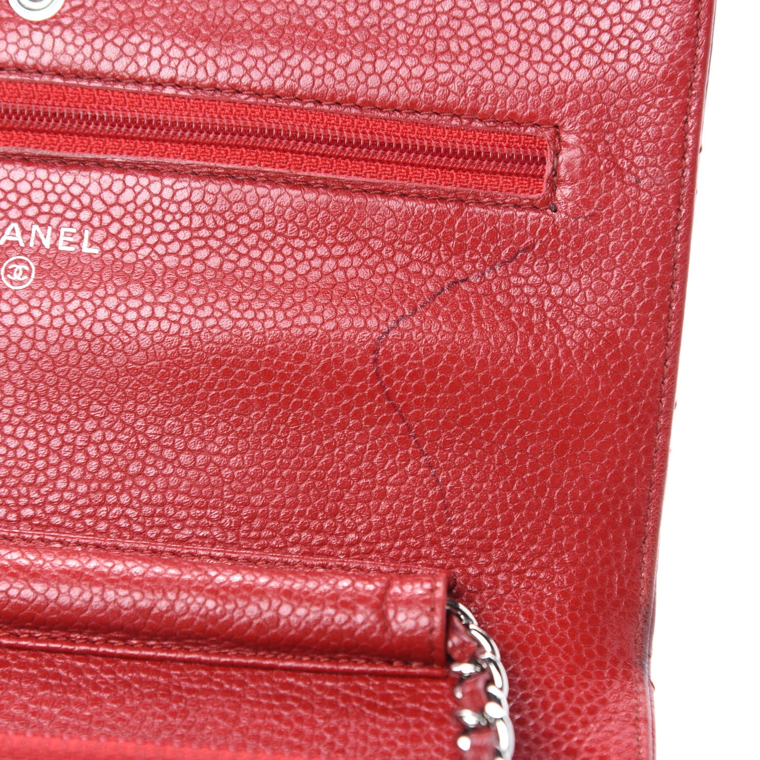 Chanel Caviar Quilted Wallet On Chain WOC Dark Red 8 of 16