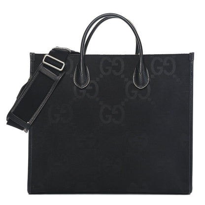 Gucci Monogram Jumbo GG Textured Dollar Calfskin Tote Bag Black 1 of 15