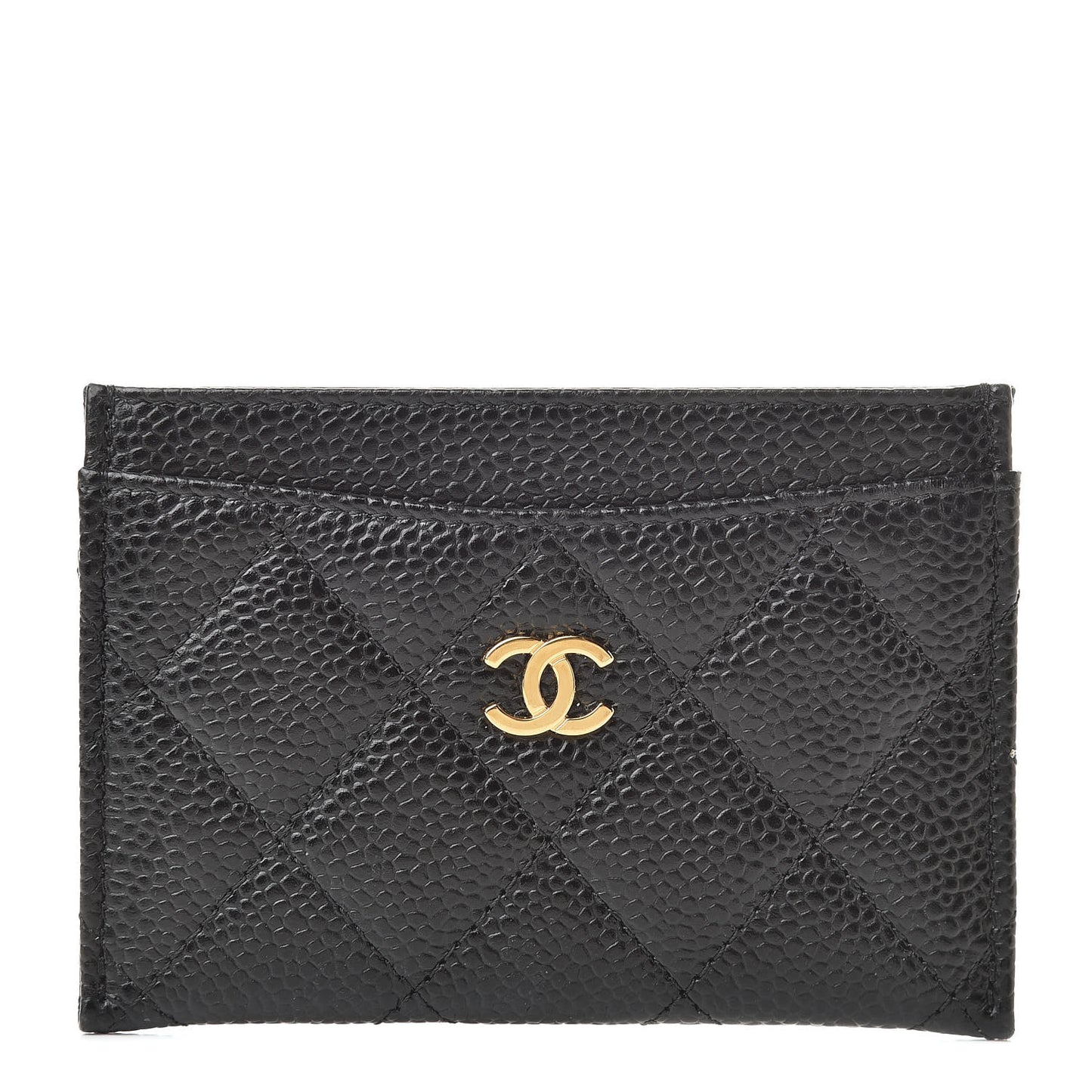 Caviar Quilted Card Holder Black